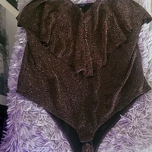 Plus size Bodysuit Black and Gold 3x